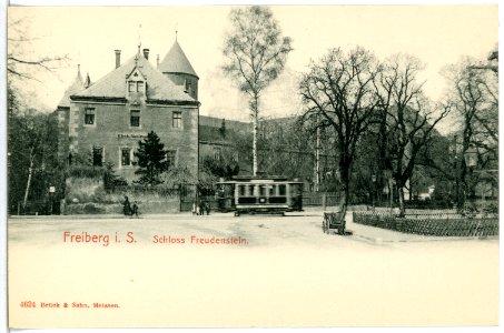 04624-Freiberg-1903-Schloß Freudenstein mit Straßenbahn-Brück & Sohn Kunstverlag