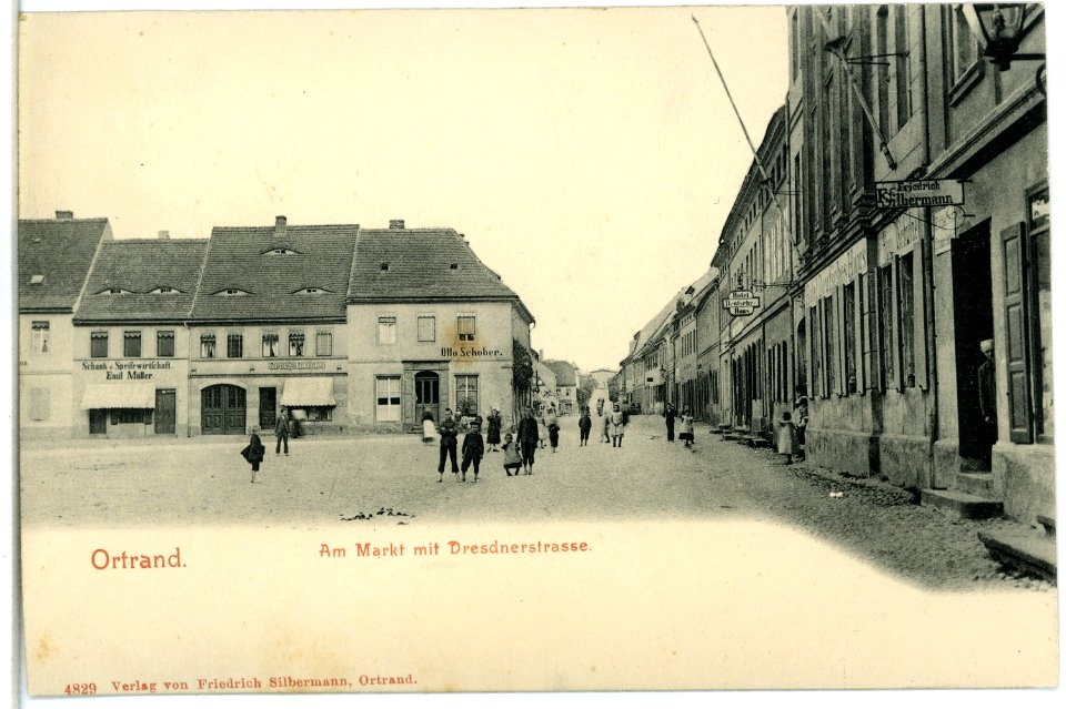 04829-Ortrand-1903-Markt mit Dresdner Straße-Brück & Sohn Kunstverlag