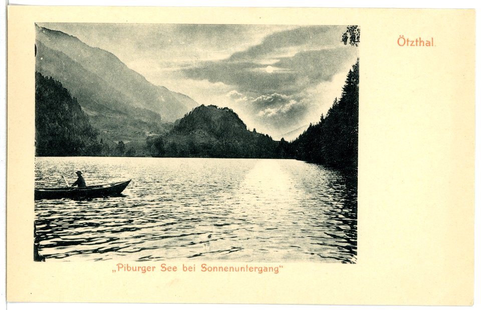 04799-Ötztal-1903-Piburger See bei Sonnenuntergang-Brück & Sohn Kunstverlag