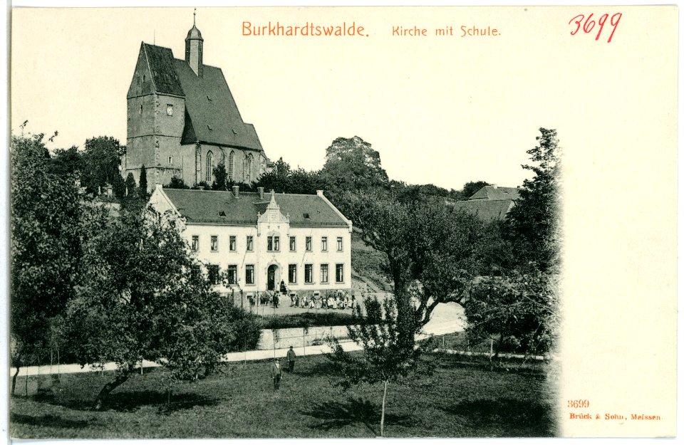 03699-Burkhardswalde-1903-Kirche und Schule-Brück & Sohn Kunstverlag