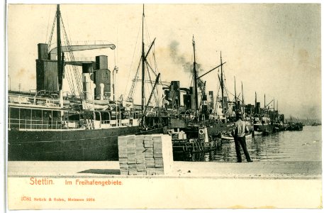 03781-Stettin-1903-im Freihafengebiet - mit Schiffen-Brück & Sohn Kunstverlag