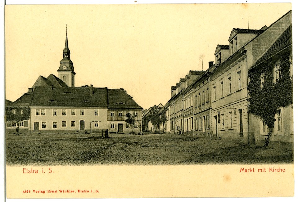 04618-Elstra-1903-Markt mit Kirche-Brück & Sohn Kunstverlag