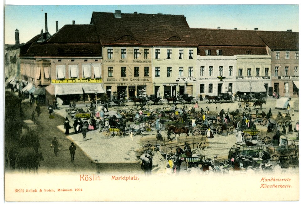 03824-Köslin-1903-Markt mit Transportwagen-Brück & Sohn Kunstverlag