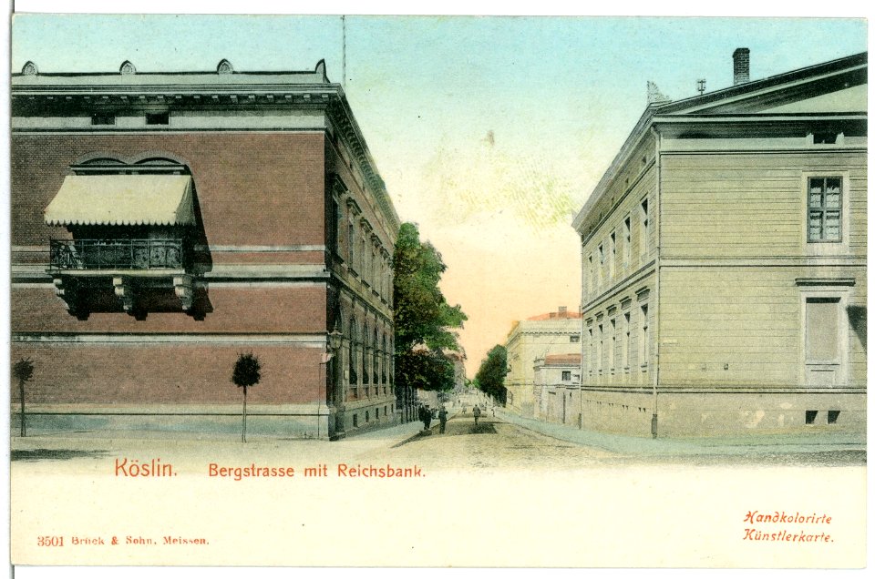 03501-Köslin-1903-Bergstraße mit Reichsbank-Brück & Sohn Kunstverlag