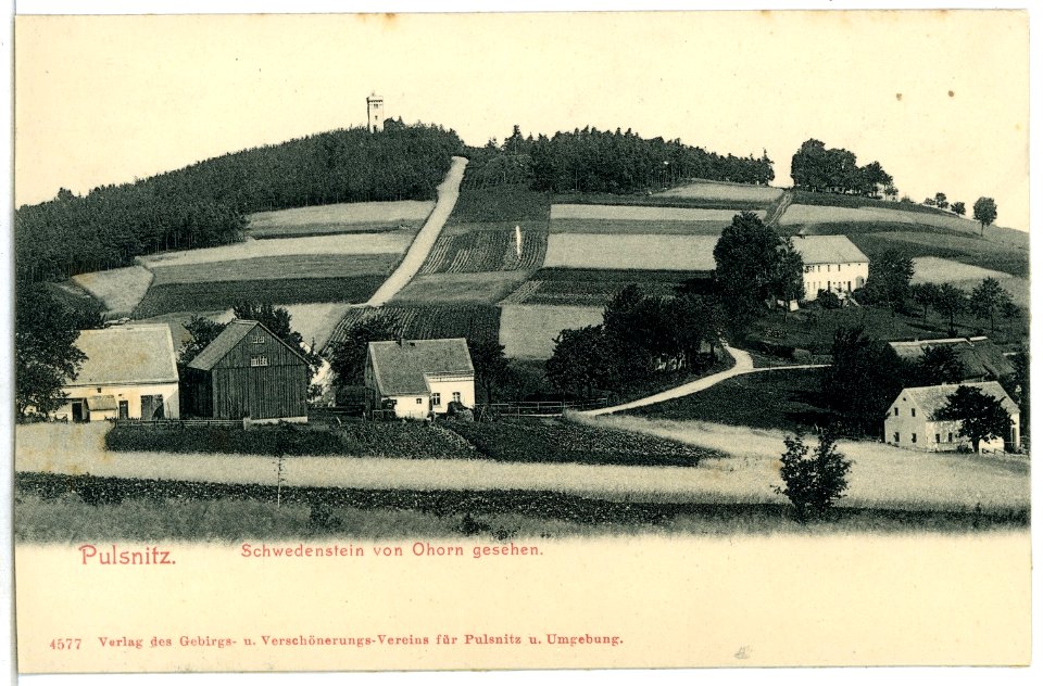 04577-Pulsnitz-1903-Blick zum Schwedenstein von Ohorn-Brück & Sohn Kunstverlag