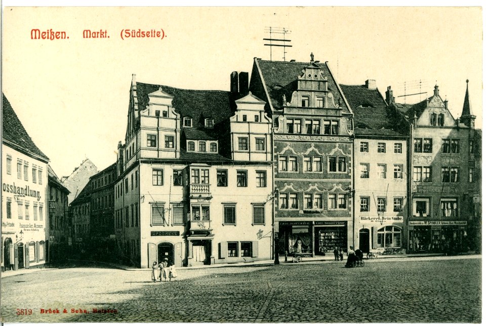 03819-Meißen-1903-Markt - Apotheke - verschiedene Geschäftshäuser-Brück & Sohn Kunstverlag