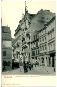 03342-Karlsbad-1903-Kirchengasse mit Hotel "Nürnberger Hof"-Brück & Sohn Kunstverlag