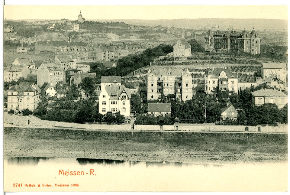 03741-Meißen-1903-Blick auf Meißen - Rechts, Niederfähre und Zscheila-Brück & Sohn Kunstverlag