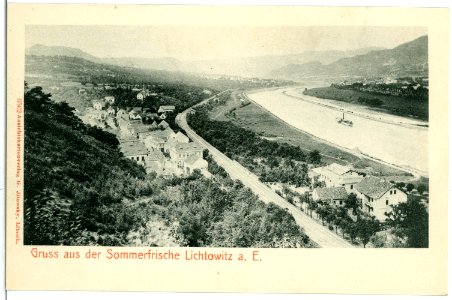 03562-Lichtowitz-1903-Blick nach der Elbe mit Dampfer-Brück & Sohn Kunstverlag