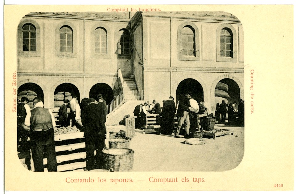 04446--1903-Cortando los tapones, Zählen der Korke-Brück & Sohn Kunstverlag