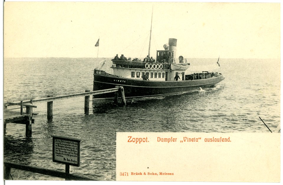03471-Zoppot-1903-Dampfer Vineta auslaufend-Brück & Sohn Kunstverlag