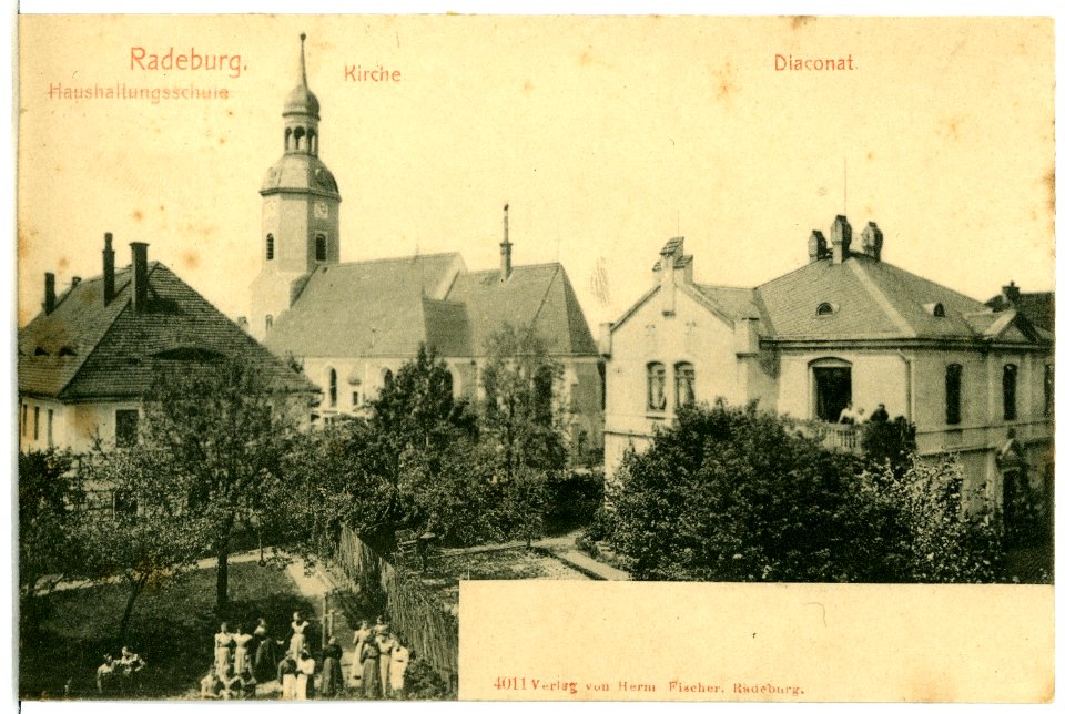 04011-Radeburg-1903-Diakonat, Kirche, Haushalts-Schule-Brück & Sohn Kunstverlag