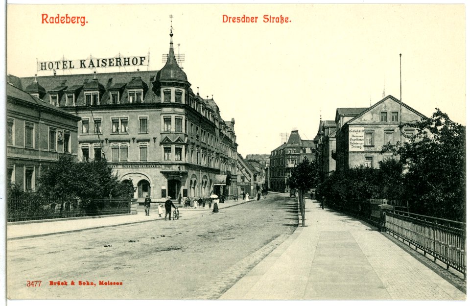 03477-Radeberg-1903-Dresdner Straße und Hotel Kaiserhof-Brück & Sohn Kunstverlag