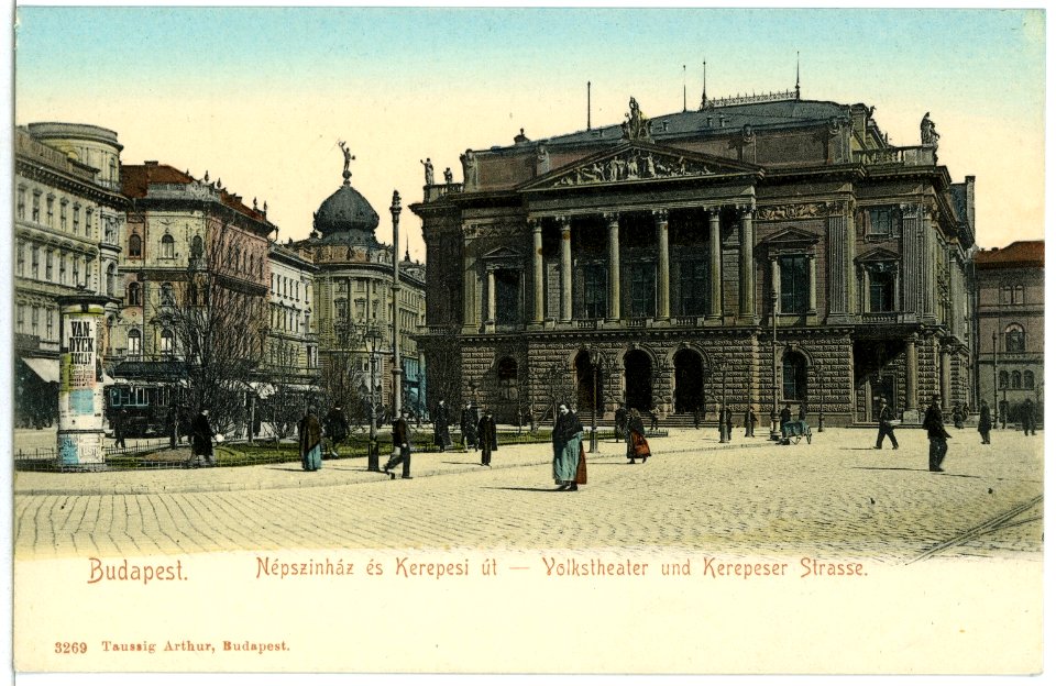 03269-Budapest-1903-Volkstheater und Kerepeser Straße-Brück & Sohn Kunstverlag
