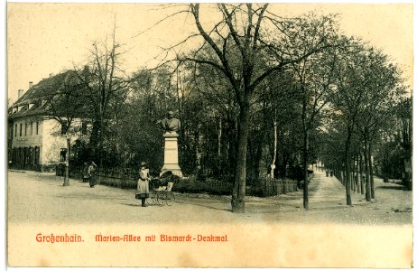 03464-Großenhain-1903-Marienallee mit Bismarckdenkmal-Brück & Sohn Kunstverlag