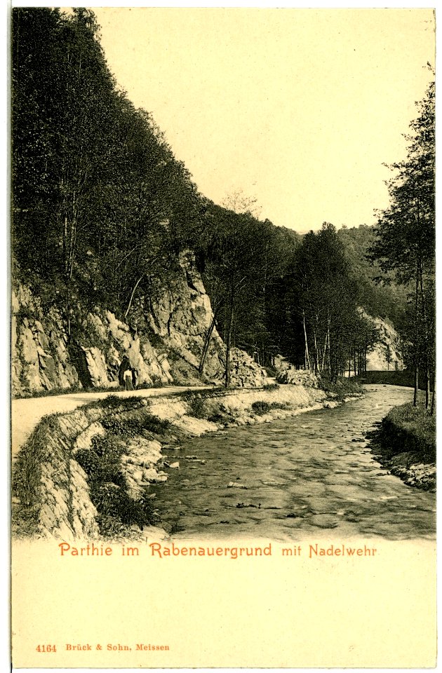 04164-Spechtritz-1903-Rabenauer Grund mit Nadelwehr-Brück & Sohn Kunstverlag