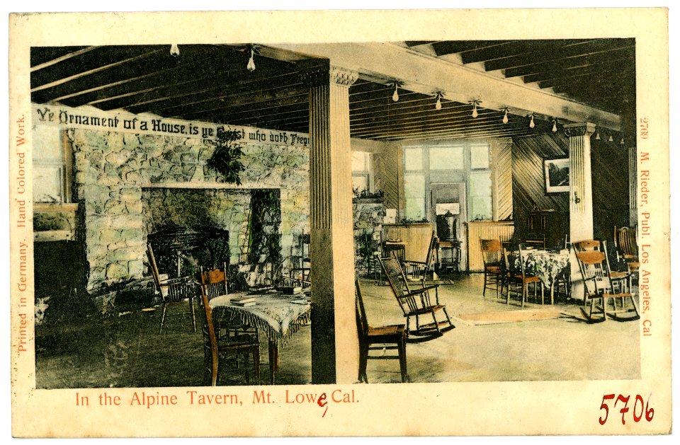 05706-Mt. Lowe-1905-In the Alpine Tavern, Mt. Lowe, Cal.-Brück & Sohn Kunstverlag
