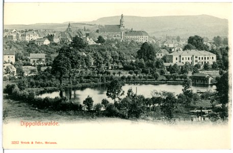 03212-Dippoldiswalde-1903-Blick über den Teich zur Stadt-Brück & Sohn Kunstverlag