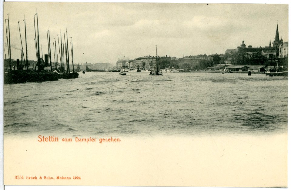 03751-Stettin-1903-Stettin vom Dampfer gesehen - mit Schiffen-Brück & Sohn Kunstverlag