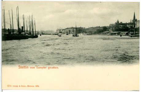 03751-Stettin-1903-Stettin vom Dampfer gesehen - mit Schiffen-Brück & Sohn Kunstverlag