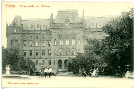 03757-Stettin-1903-Victoriaplatz mit Rathaus-Brück & Sohn Kunstverlag