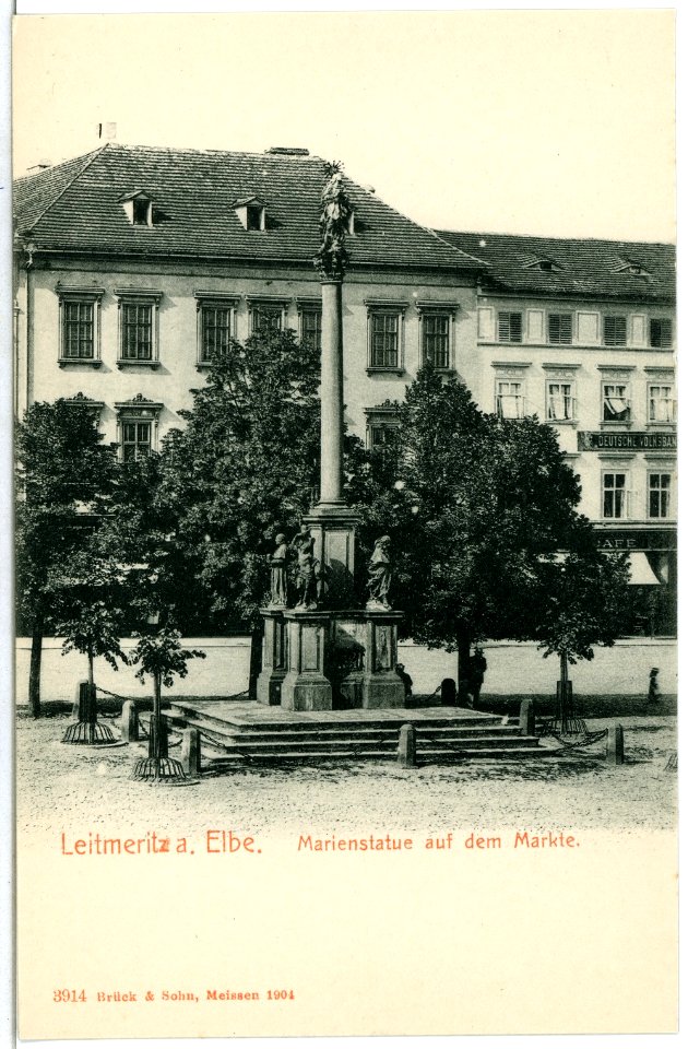 03914-Leitmeritz-1903-Marienstatue auf dem Markt-Brück & Sohn Kunstverlag
