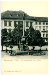 03914-Leitmeritz-1903-Marienstatue auf dem Markt-Brück & Sohn Kunstverlag