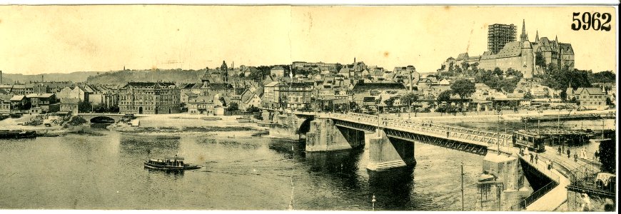 05962-Meißen-1905-Stadtpanorama mit Dampfer Pillnitz und Frachtkähnen-Brück & Sohn Kunstverlag