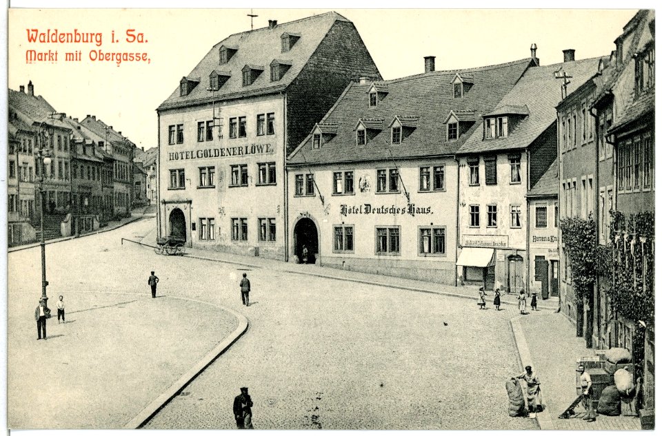 03649-Waldenburg-1903-Markt mit Obergasse-Brück & Sohn Kunstverlag
