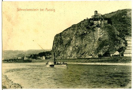 03331-Aussig-1903-Burg Schreckenstein mit Elbe und Dampfer-Brück & Sohn Kunstverlag
