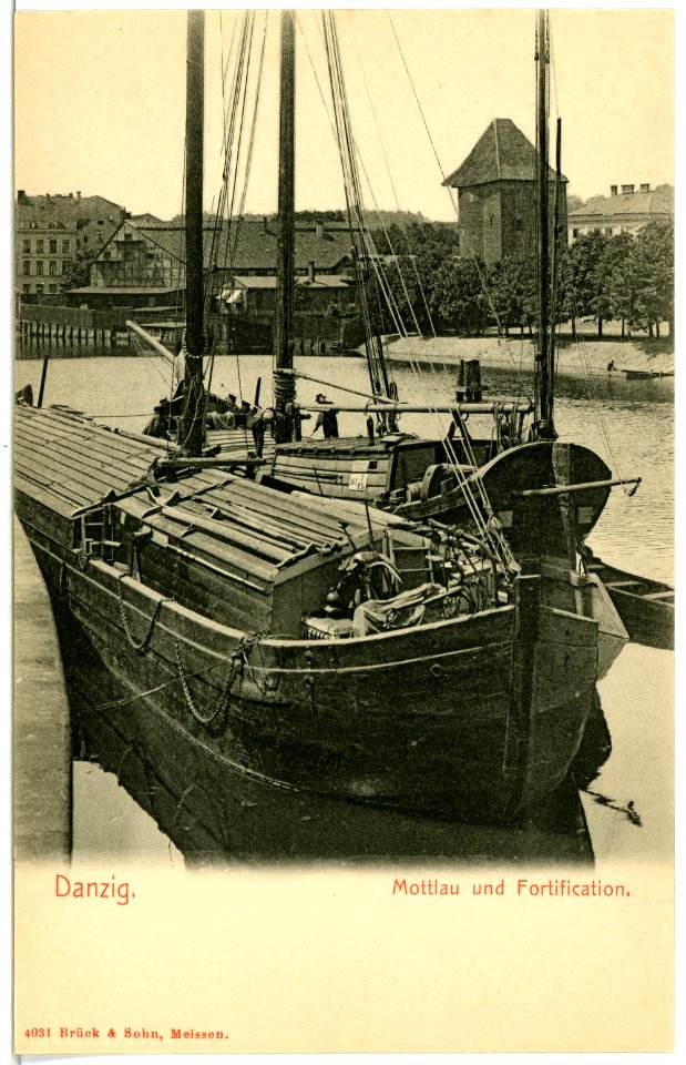 04031-Danzig-1903-Mottlau und Fortification, mit Frachtkähnen-Brück & Sohn Kunstverlag