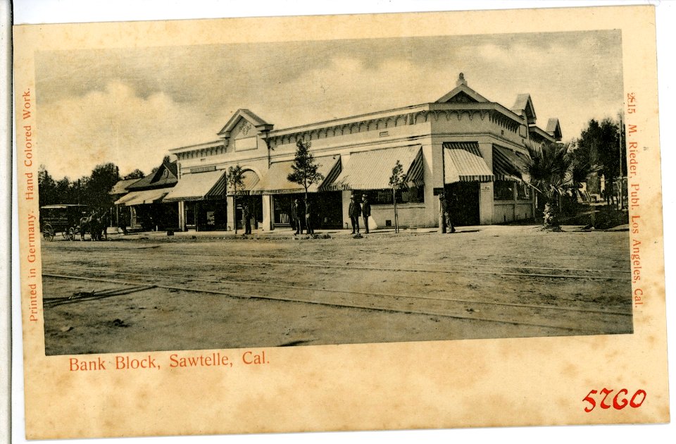 05760-Sawtelle-1905-Bank Block, Sawtelle, Cal.-Brück & Sohn Kunstverlag