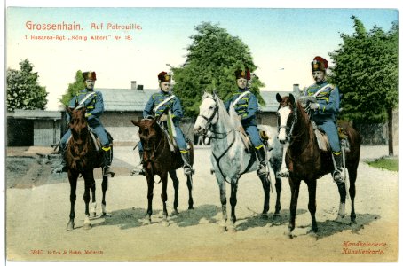 05945-Großenhain-1905-1. Königlich Sächsisches Husaren-Regiment König Albert - Auf Patrouille-Brück & Sohn Kunstverlag