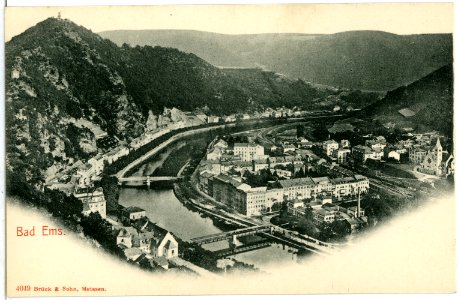 04049-Bad Ems-1903-Blick auf Bad Ems und der Lahn mit Brücken-Brück & Sohn Kunstverlag