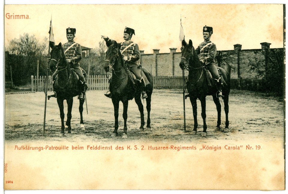 03889-Grimma-1903-Aufklärungs-Patruille des Königlich Sächsischen Husaren-Regiment Königin Carola Nr. 19-Brück & Sohn Kunstverlag