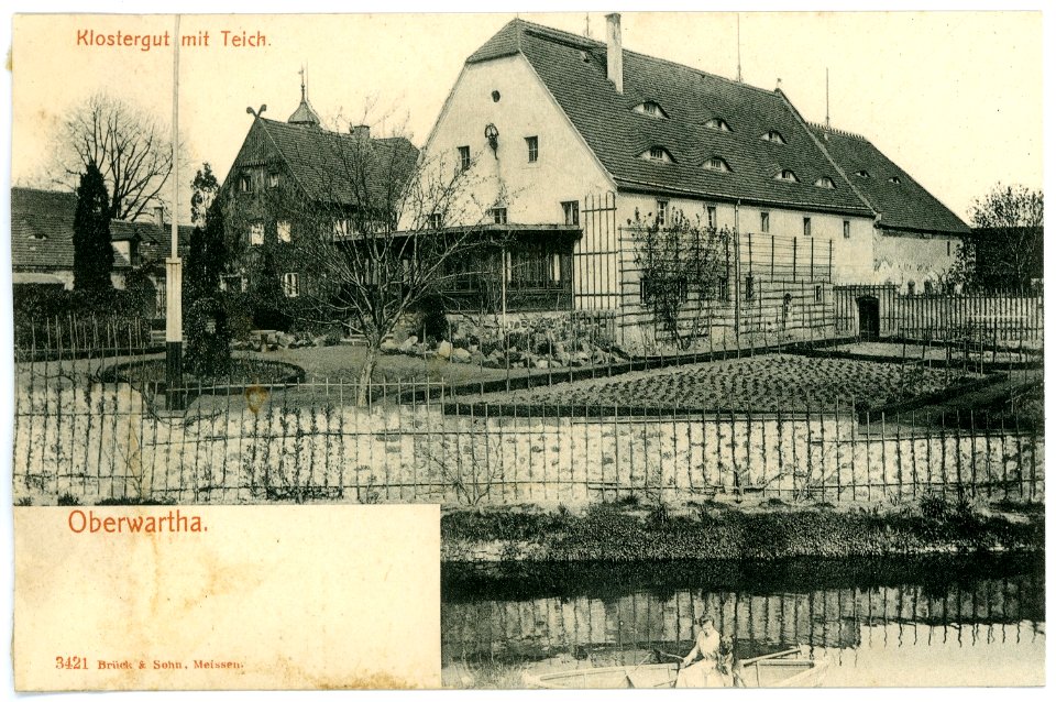03421-Oberwartha-1903-Klostergut mit Teich-Brück & Sohn Kunstverlag