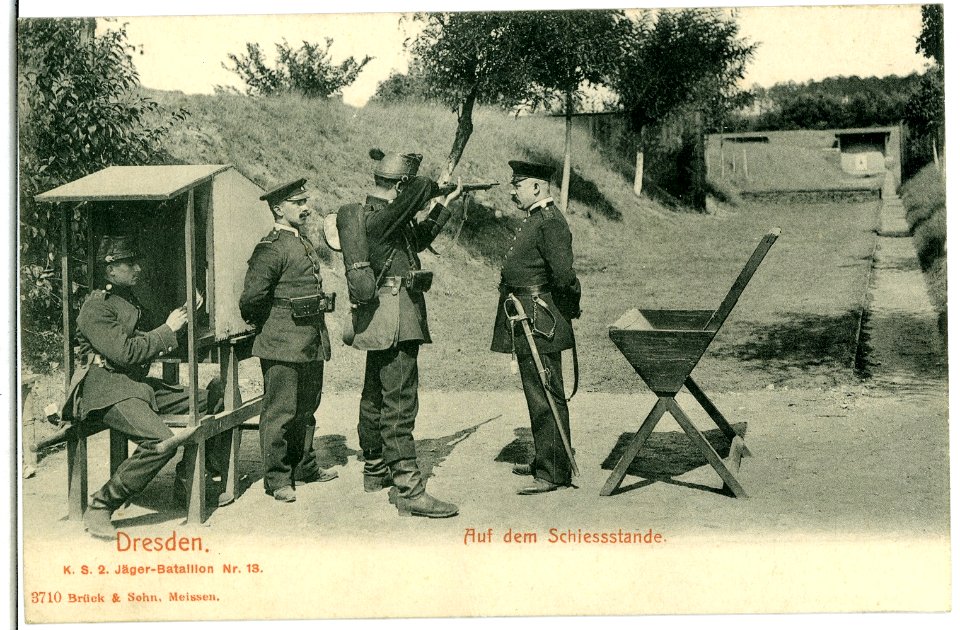 03710-Dresden-1903-2. Königlich Sächsisches Jäger-Batallion Nr. 13 - Auf dem Schießstand-Brück & Sohn Kunstverlag