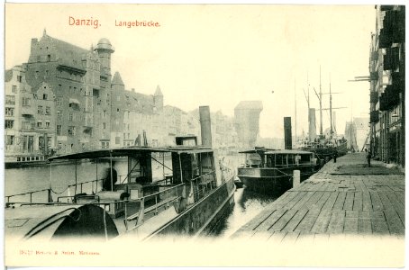 03632-Danzig-1903-Langebrücke mit Schiffen-Brück & Sohn Kunstverlag