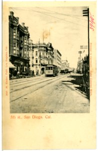 03940-San Diego-1903-5th st.(Straße mit Straßenbahn)-Brück & Sohn Kunstverlag
