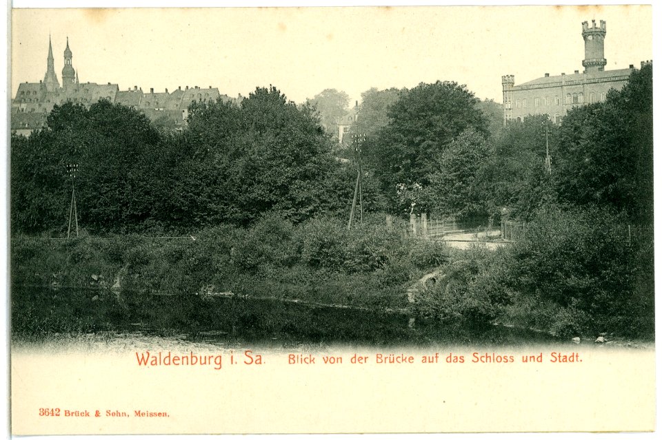 03642-Waldenburg-1903-Blick von der Brücke, auf Schloß und Stadt-Brück & Sohn Kunstverlag
