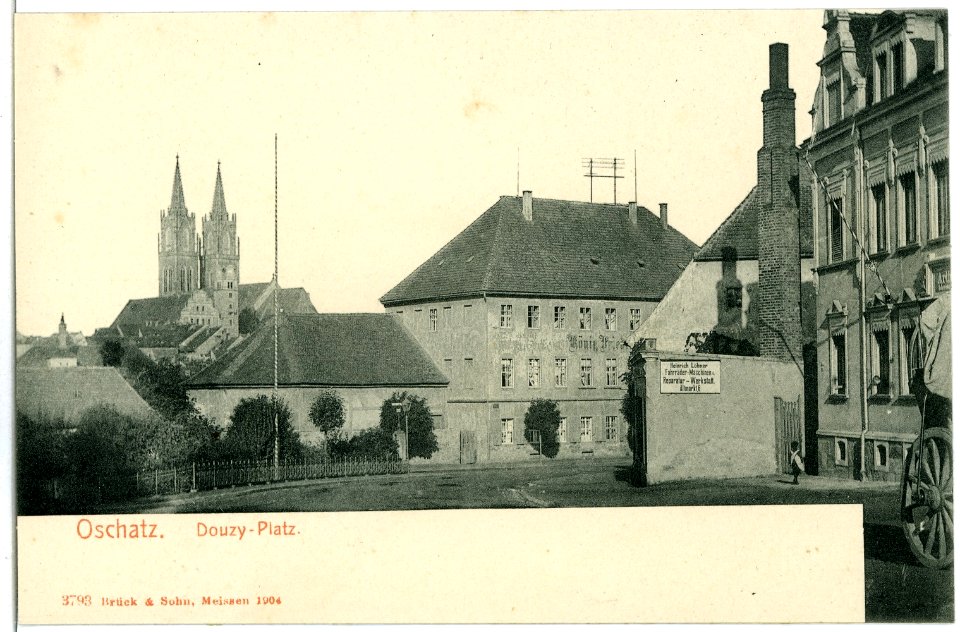 03793-Oschatz-1903-Douzy - Platz, Blick zum Dom-Brück & Sohn Kunstverlag