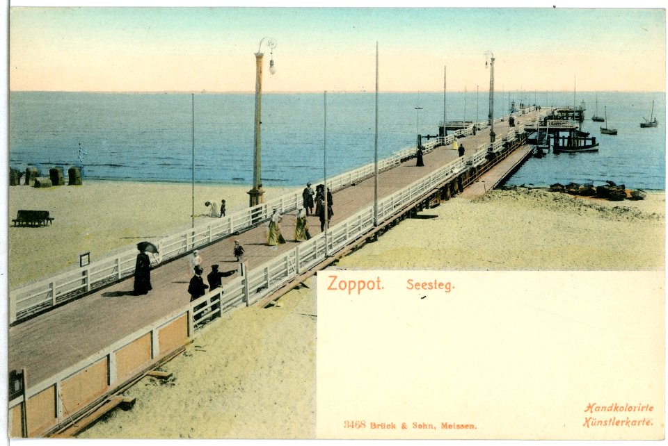 03468-Zoppot-1903-Seesteg mit Blick auf die Ostsee-Brück & Sohn Kunstverlag