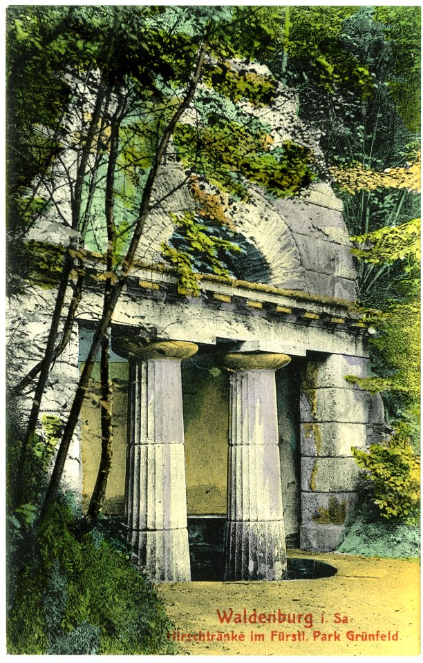 03653-Waldenburg-1903-Hirschtränke im Park Grünfeld-Brück & Sohn Kunstverlag