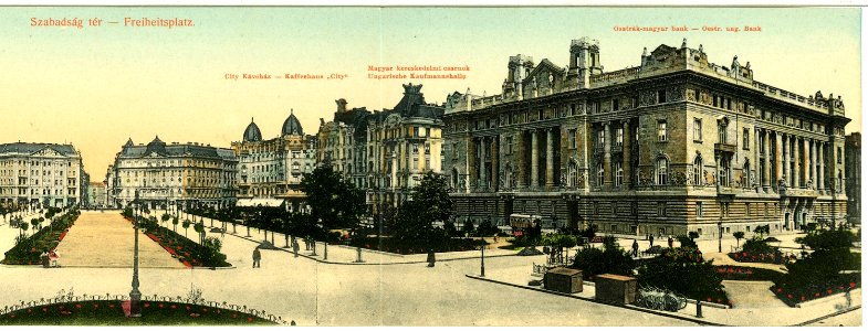 05903-Budapest-1905-Freiheitsplatz, Börse, Bank, Kaufmannshalle div.-Brück & Sohn Kunstverlag