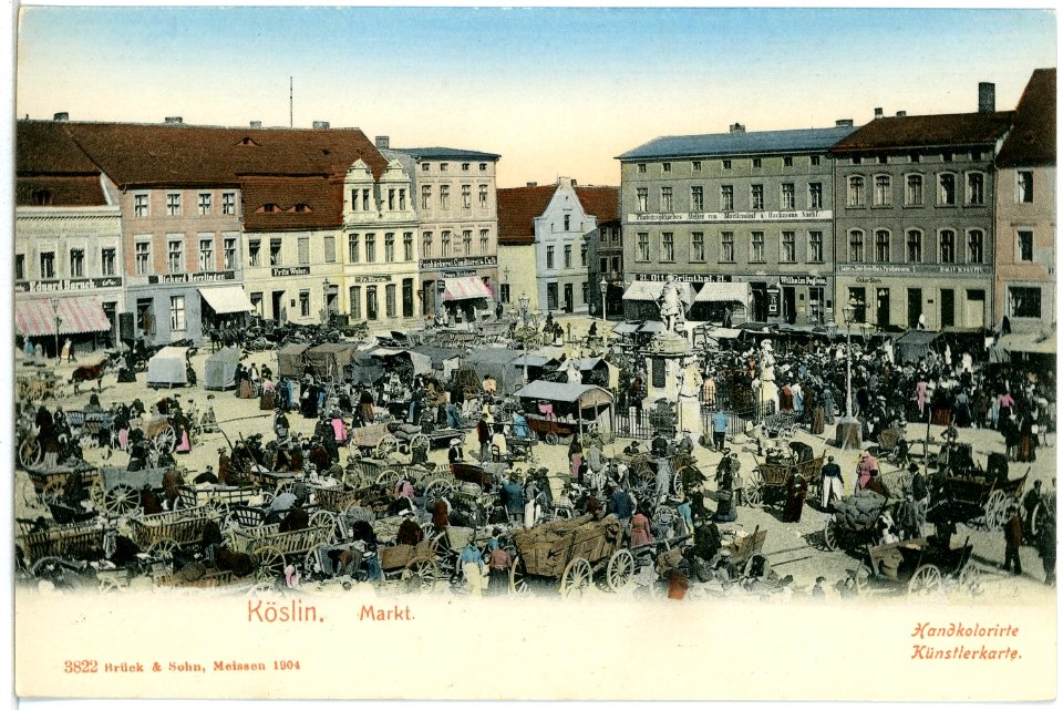 03822-Köslin-1903-Markt mit Transportwagen-Brück & Sohn Kunstverlag