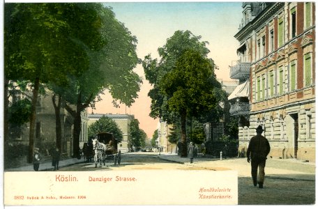03832-Köslin-1903-Danziger Straße mit Pferdedroschke-Brück & Sohn Kunstverlag