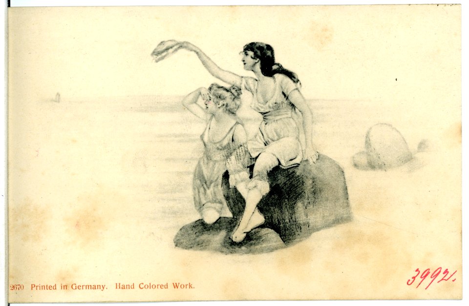 03992--1903-Frauen am Strand beim Bad-Brück & Sohn Kunstverlag