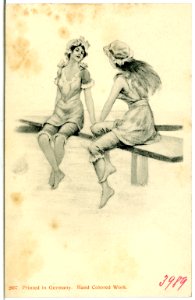 03989--1903-Frauen am Strand beim Bad-Brück & Sohn Kunstverlag