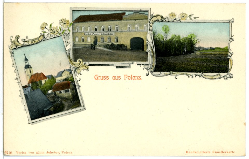 05716-Polenz (Brandis)-1905-Kirche und Stadt, Gasthof, Landschaft-Brück & Sohn Kunstverlag