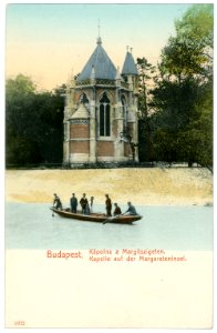 05932-Budapest-1905-Kapelle auf der Margareteninsel mit Kahnpartie-Brück & Sohn Kunstverlag